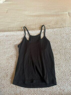 Women’s Black Ribbed Tank Top - Classic Spaghetti Strap